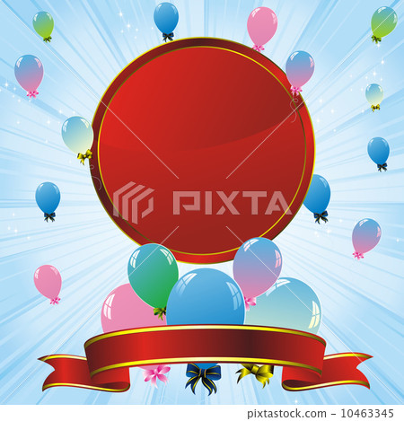 colorful balloons and red label - Stock Illustration [10463345] - PIXTA