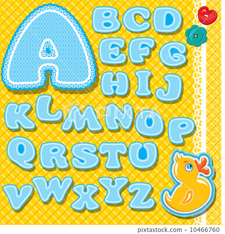 Chidish alphabet - letters are made of blue lace and ribbons on Chidish alphabet - letters are made of blue lace and ribbons on 10466760
