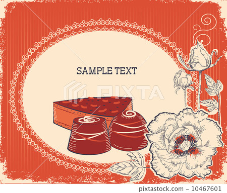 Floral postcard with chocolate sweets .Vector vintage background 10467601