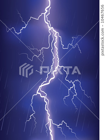 Lightning strike on dark blue sky.Vector rain image Lightning strike on dark blue sky.Vector rain image 10467656