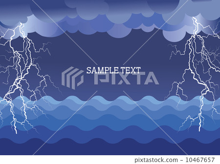 Storm in ocean with lightning strikes .Vector illustration backg Storm in ocean with lightning strikes .Vector illustration backg 10467657