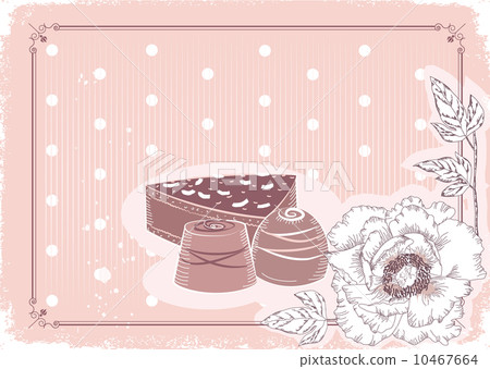 Floral postcard with chocolate sweets .Vector background in past 10467664