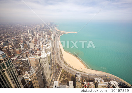 Chicago city and Lake Michigan 10467829