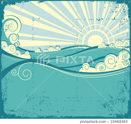 Sea waves. Vintage illustration of sea landscape 10468465