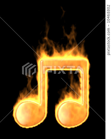 Music note burn in fire. 3D Icon isolated on black Music note burn in fire. 3D Icon isolated on black 10468802