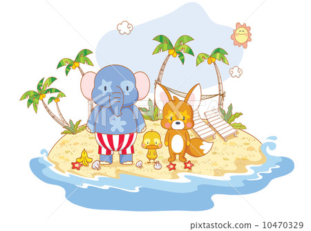 cartoon animals on the beach cartoon animals on the beach 10470329