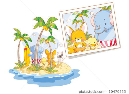 funny animals cartoon on the beach 10470333