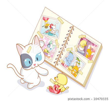 cat and chicks cartoon 10470335