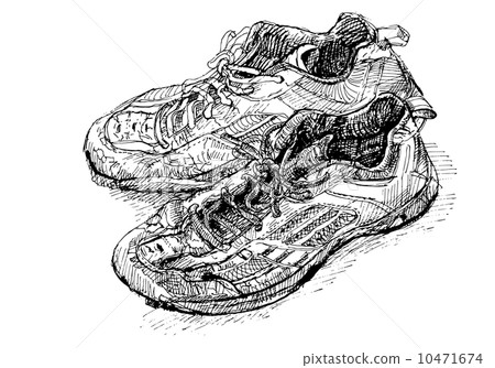 Pair of old badminton shoe 10471674