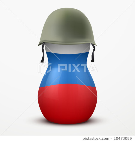 Russian matrioshka in military helmets and flag color. Russian matrioshka in military helmets and flag color. 10473099