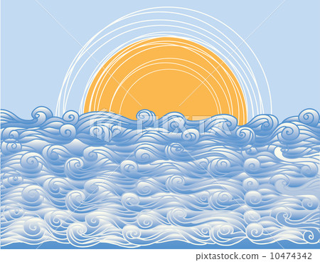 Abstract sea waves. Vector illustration of sea landscape 10474342