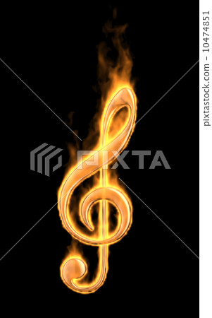 Music note burn in fire. 3D Icon isolated on black Music note burn in fire. 3D Icon isolated on black 10474851