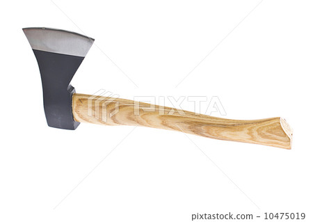 Axe with Wooden Handle Isolated on White 10475019