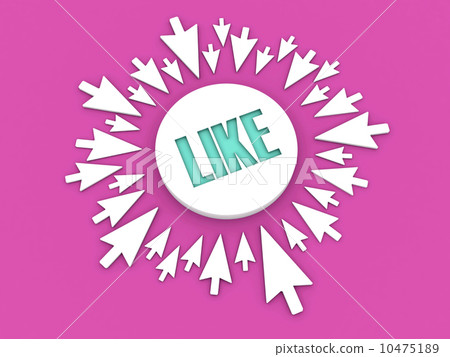 Arrows aimed at the word LIKE. Concept 3D illustration. 10475189