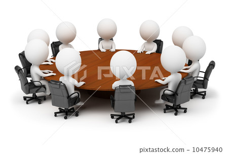 3d small people - session behind a round table 10475940