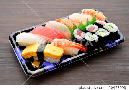 It is a high class takeaway pack sushi. Gully is attached. It is a high class takeaway pack sushi. Gully is attached. 10478998