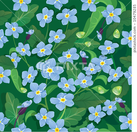 Seamless pattern with beautiful flowers - forget me not - floral Seamless pattern with beautiful flowers - forget me not - floral 10479285