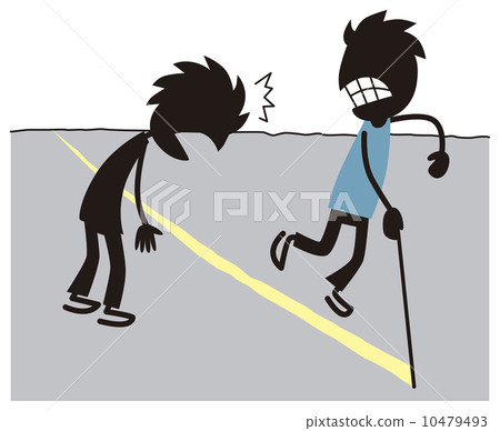 A man drawing a boundary line 10479493