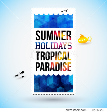 Bright summer holidays poster. Hexagon background. Typography de Bright summer holidays poster. Hexagon background. Typography de 10486350