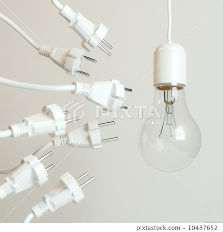 Many Sockets With A Lightbulb (Conceptual Picture) 10487652