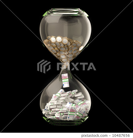 Euro Money In Hourglass Isolated On Black 10487656