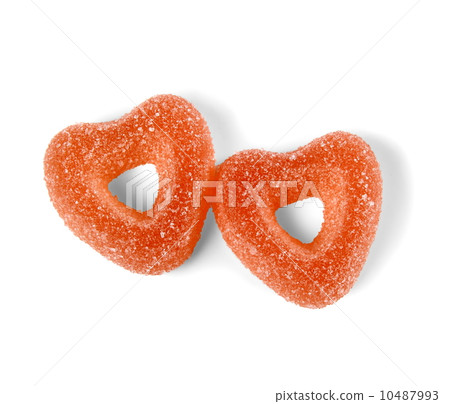 Two colorful jelly candies in heart shape 10487993