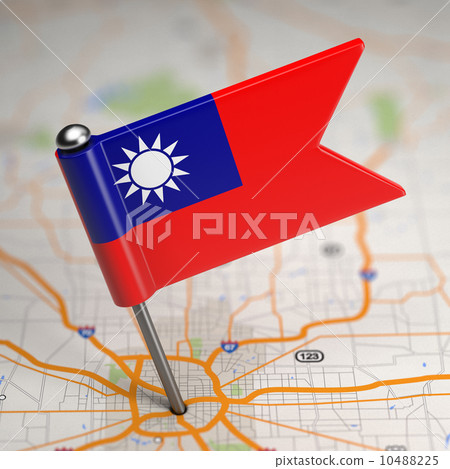 Taiwan Small Flag on a Map Background. 10488225