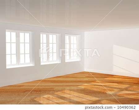 Empty room with parquet floor 10490362