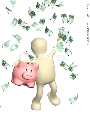 Happy puppet and banknotes of euro 10490365