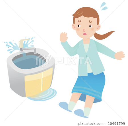 A woman surprised by water leak A woman surprised by water leak 10491799