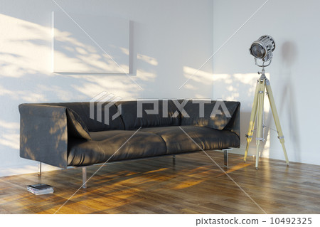 Minimalistic Room With Sofa And Spotlight (Perspective View) 10492325