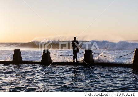 Surfing Waves Tidal Pool Body-Boarder Surfing Waves Tidal Pool Body-Boarder 10499181