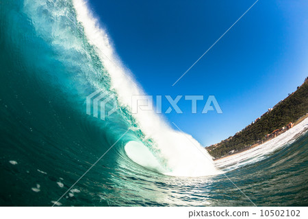 Ocean Blue Wave Crashing Hollow Coastline 10502102