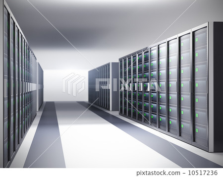 Network server room, row of servers 10517236