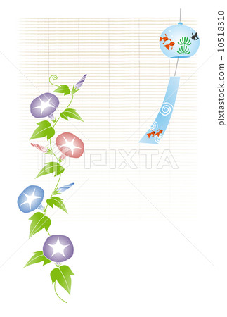 Wind chimes of goldfish and crescent and morning glory illustration 10518310