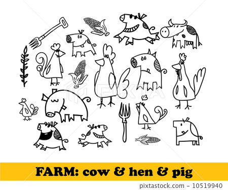 Farm set - cows, hens, pigs 10519940