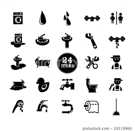 Black bathroom Icons Set 10519960