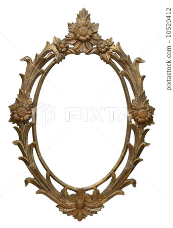 Wooden photo frame golden oval (isolated with clipping path) Wooden photo frame golden oval (isolated with clipping path) 10520412