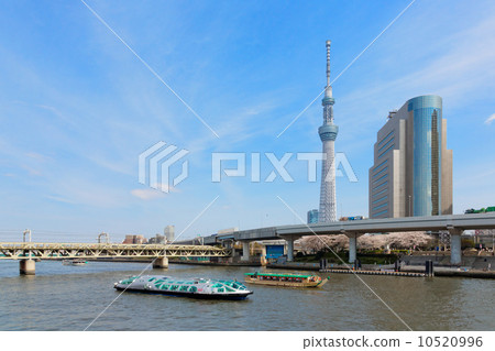 The Sumidagawa pleasure boat and the Tokyo Sky Tree The Sumidagawa pleasure boat and the Tokyo Sky Tree 10520996