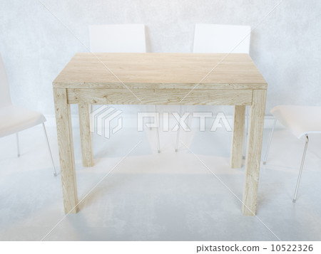 White Minimalist Dining Room With Wooden Table Stock Illustration 10522326 Pixta