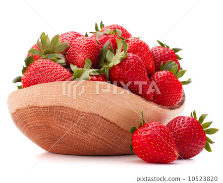 Strawberries in wooden bowl cutout 10523820