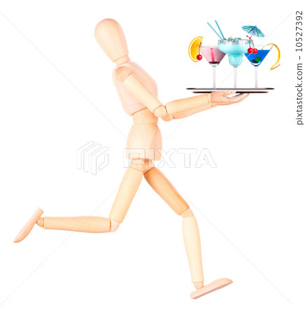 wooden Dummy waiter with cocktail on tray wooden Dummy waiter with cocktail on tray 10527392