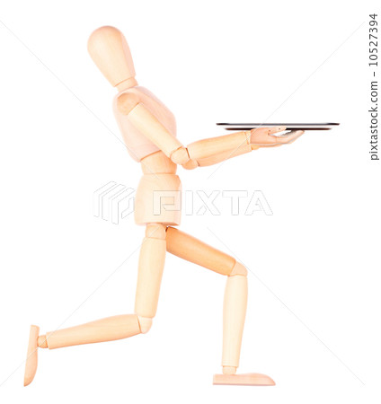 wooden Dummy waiter with empty silver tray wooden Dummy waiter with empty silver tray 10527394