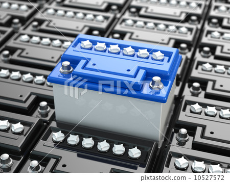 Car batteries background. Blue accumulators. 10527572