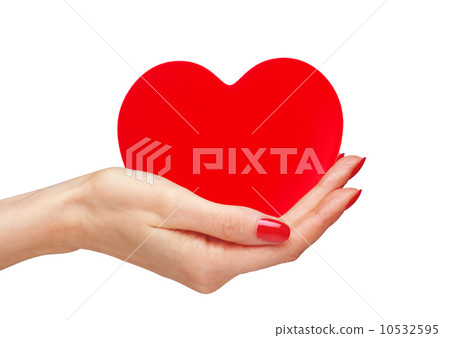 Red heart in woman hands isolated on white 10532595