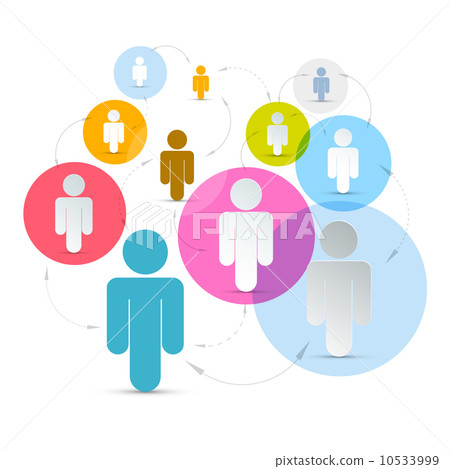 Vector Paper People in Circles - Social Media Connection Symbols 10533999
