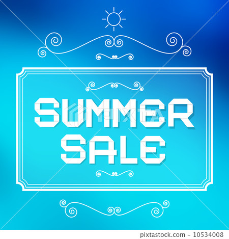 Summer Sale Paper Title on Abstract Blue Background with Vintage Elements Summer Sale Paper Title on Abstract Blue Background with Vintage Elements 10534008