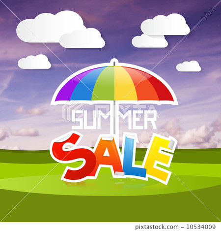 Summer Sale Vector Illustration on Landscape Background Summer Sale Vector Illustration on Landscape Background 10534009