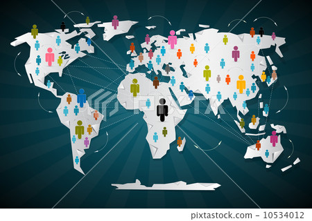 Colorful Vector People Icons on World Map -... - Stock Illustration ...