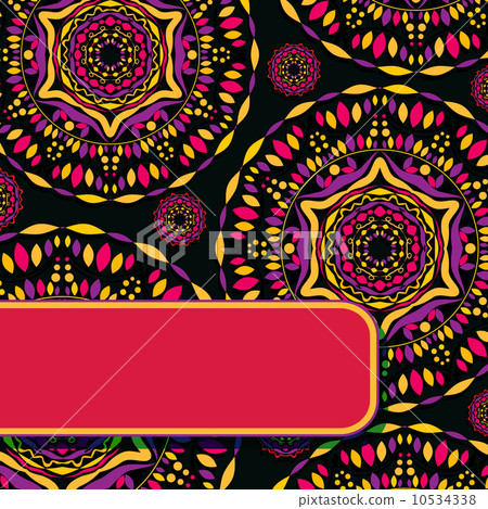 Black Abstract Card with Colorful Decoration 10534338